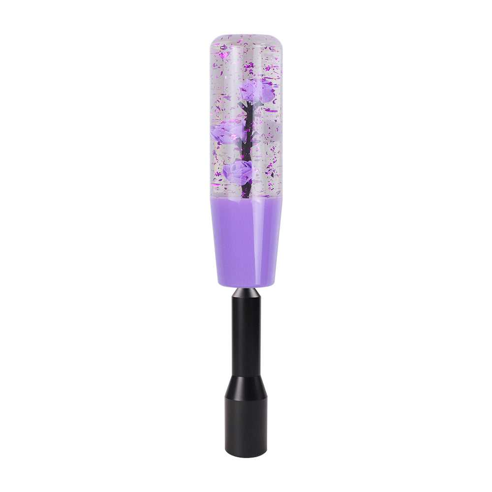 Brand New JDM Glitter Purple Rose Flowers Manuel Gear Stick Shift Knob M8 M10 M12 & Black Shifter Extender Extension