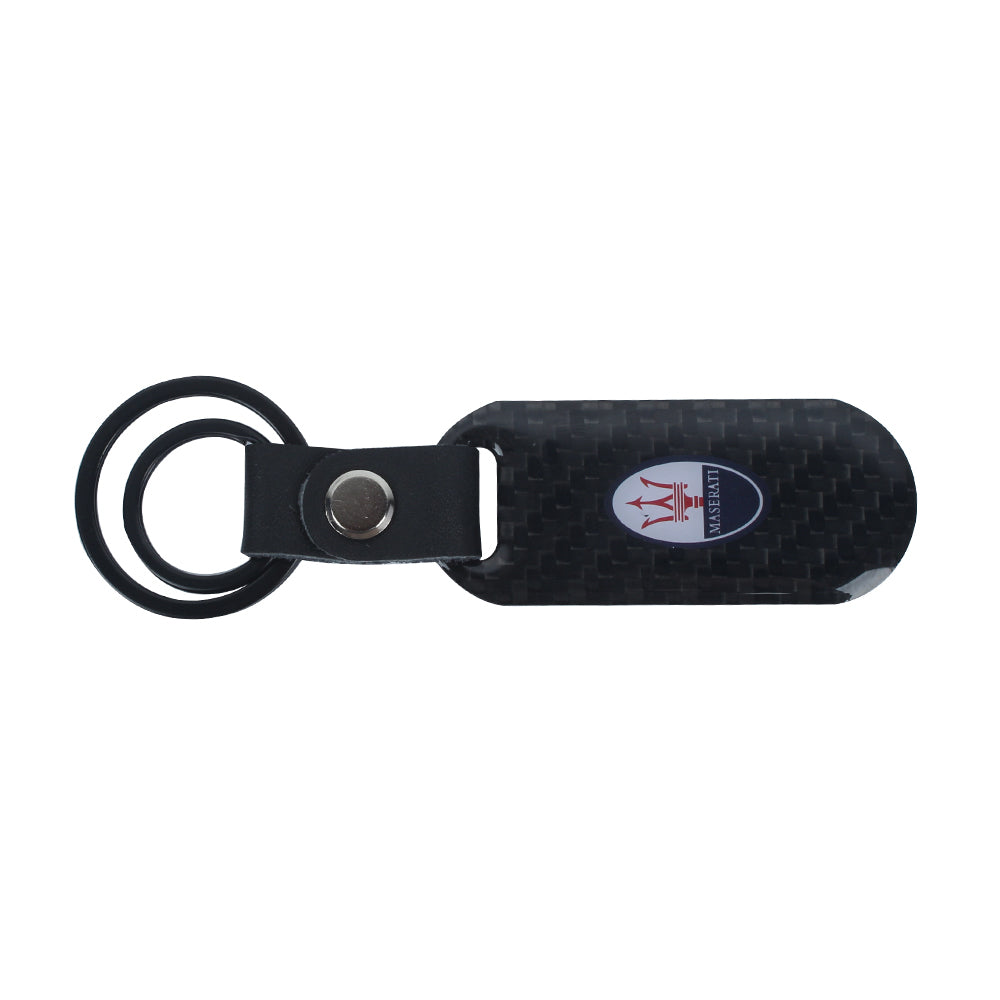 Brand New Universal 100% Real Carbon Fiber Keychain Key Ring For Maserati