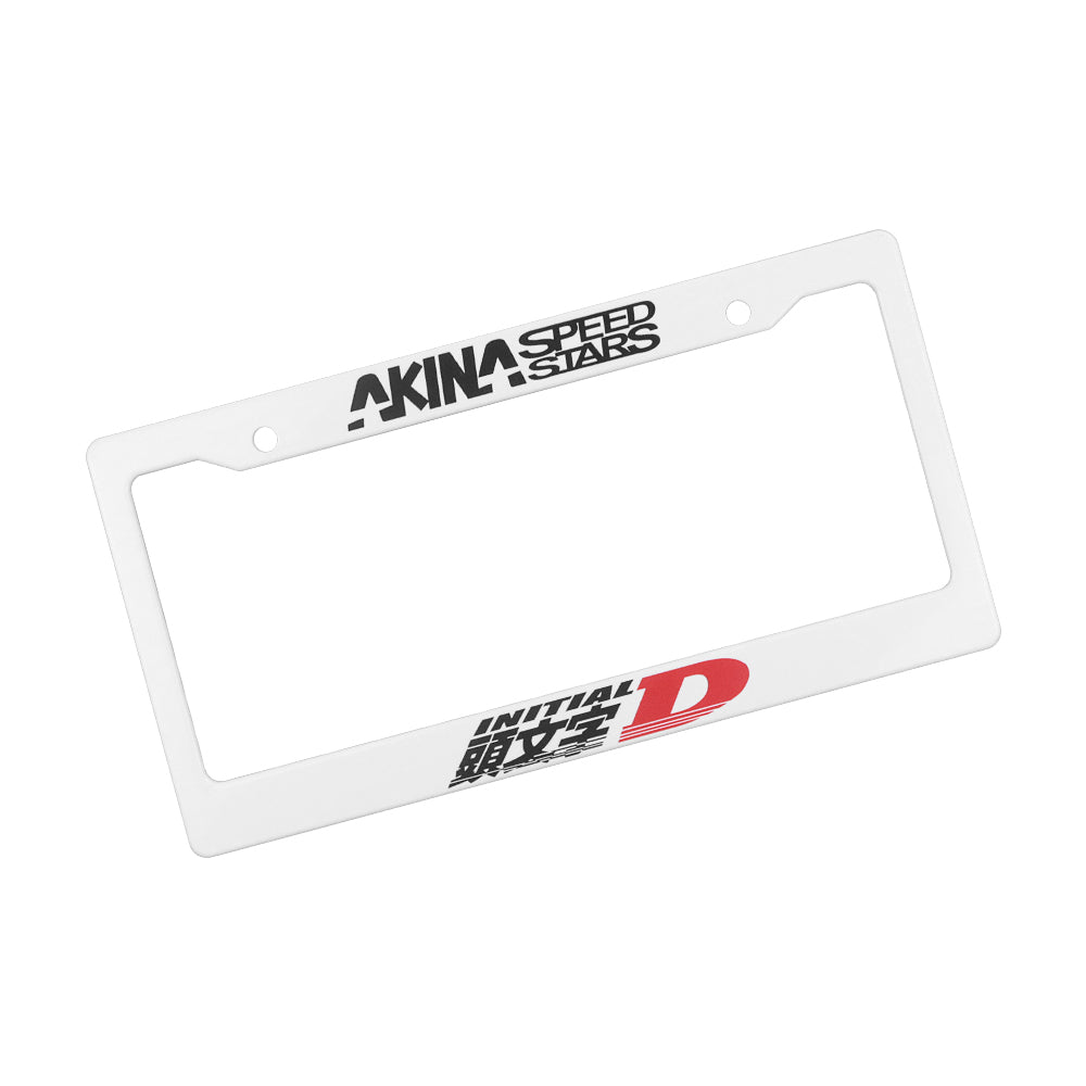 Brand New Universal 1PCS JDM INITIAL D AKINA SPEEDSTAR ABS Plastic White License Plate Frame