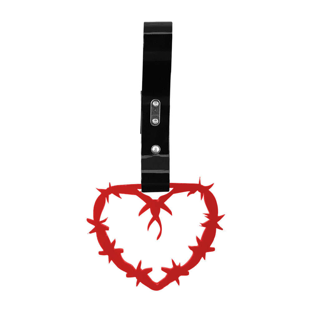 Brand New Barbed Wire Heart Red JDM TSURIKAWA Ring Subway Train Bus Handle Black Strap Charm Drift