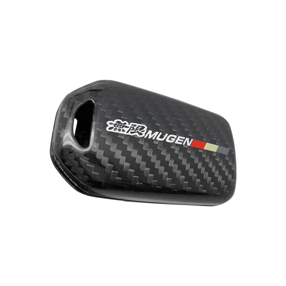 Brand New Mugen Black Real Carbon Fiber Key Fob Case Cover Shell Smart Keychain For 2016+ Honda Civic / Accord