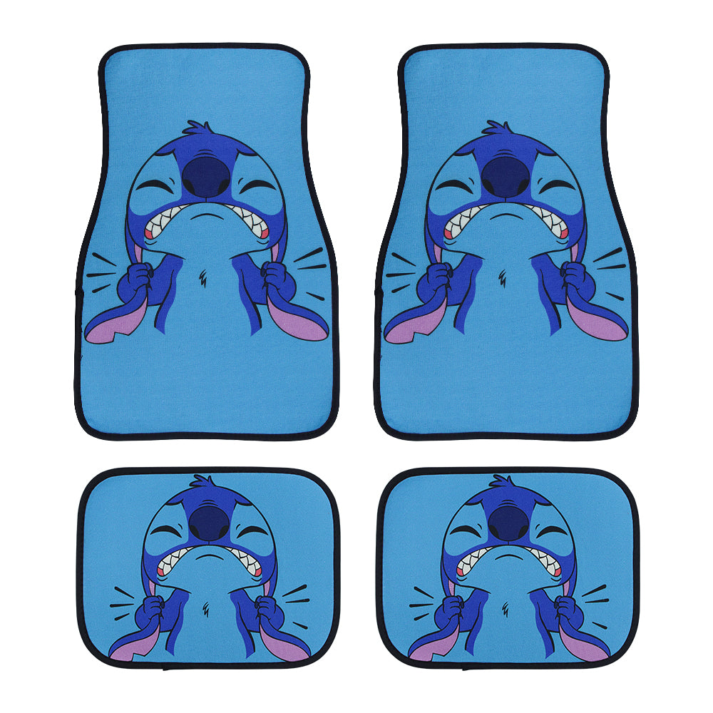 Brand New 4PCS UNIVERSAL Disney Stitch Fabric Car Floor Mats Interior Carpets