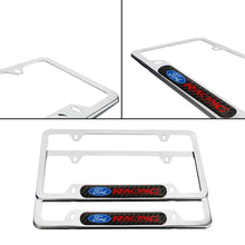 Load image into Gallery viewer, Brand New Universal 2PCS FORD RACING Chrome Metal License Plate Frame