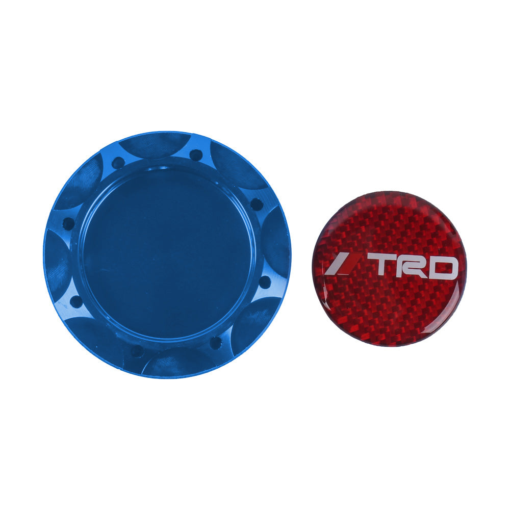 Brand New Toyota TRD Real Carbon Fiber Sticker ALUMNIUM Blue Billet Engine Oil FILLER Cap