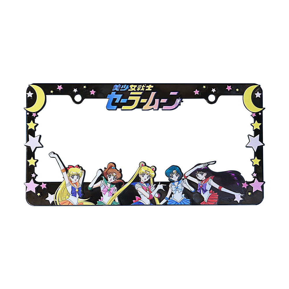 Brand New Universal 2PCS Anime Sailor Moon ABS Plastic Black License Plate Frame