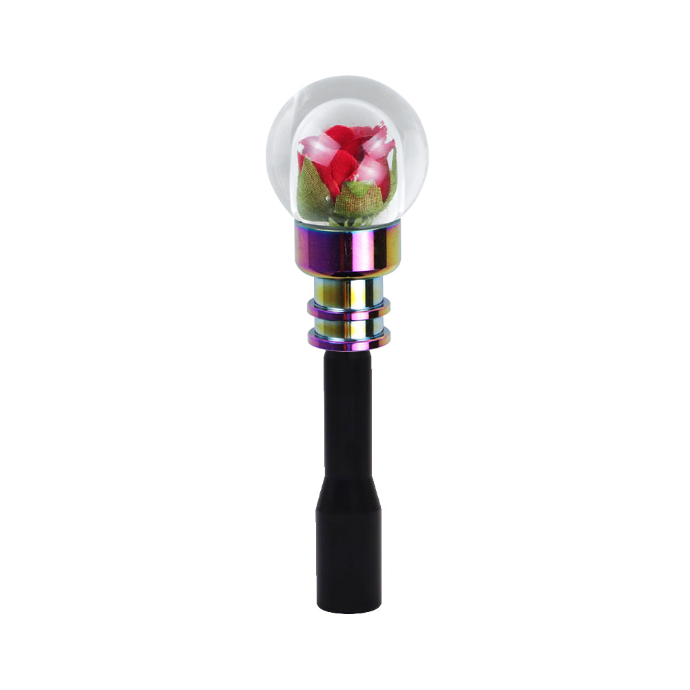 Brand New Universal Acrylic Clear Crystal Red Rose Flower Ball Manuel Gear Stick Shift Knob M8 M10 M12 & Black Shifter Extender Extension