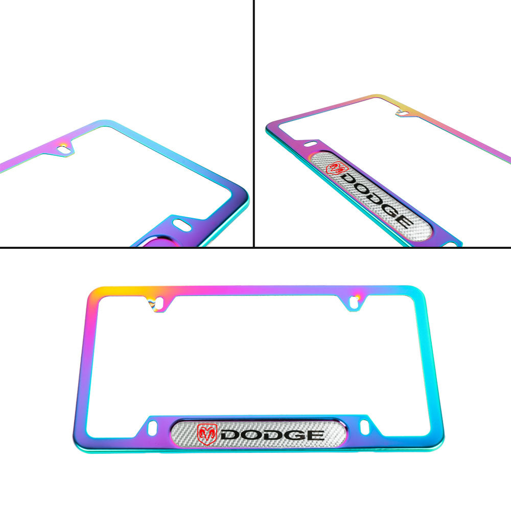 Brand New Universal 1PCS Dodge Neo Chrome Metal License Plate Frame