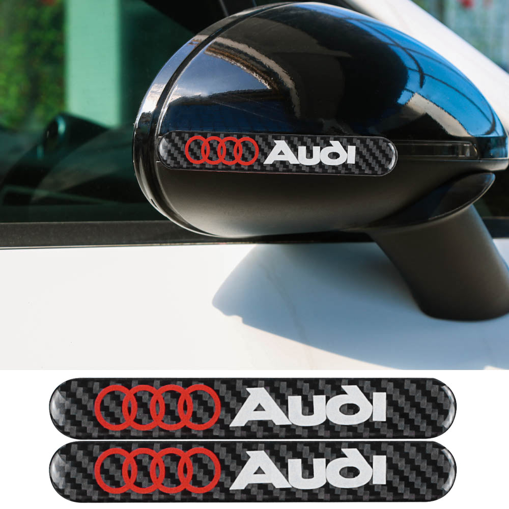 Brand New 2PCS AUDI Real Carbon Fiber Black Car Trunk Side Fenders Door Badge Scratch Guard Sticker