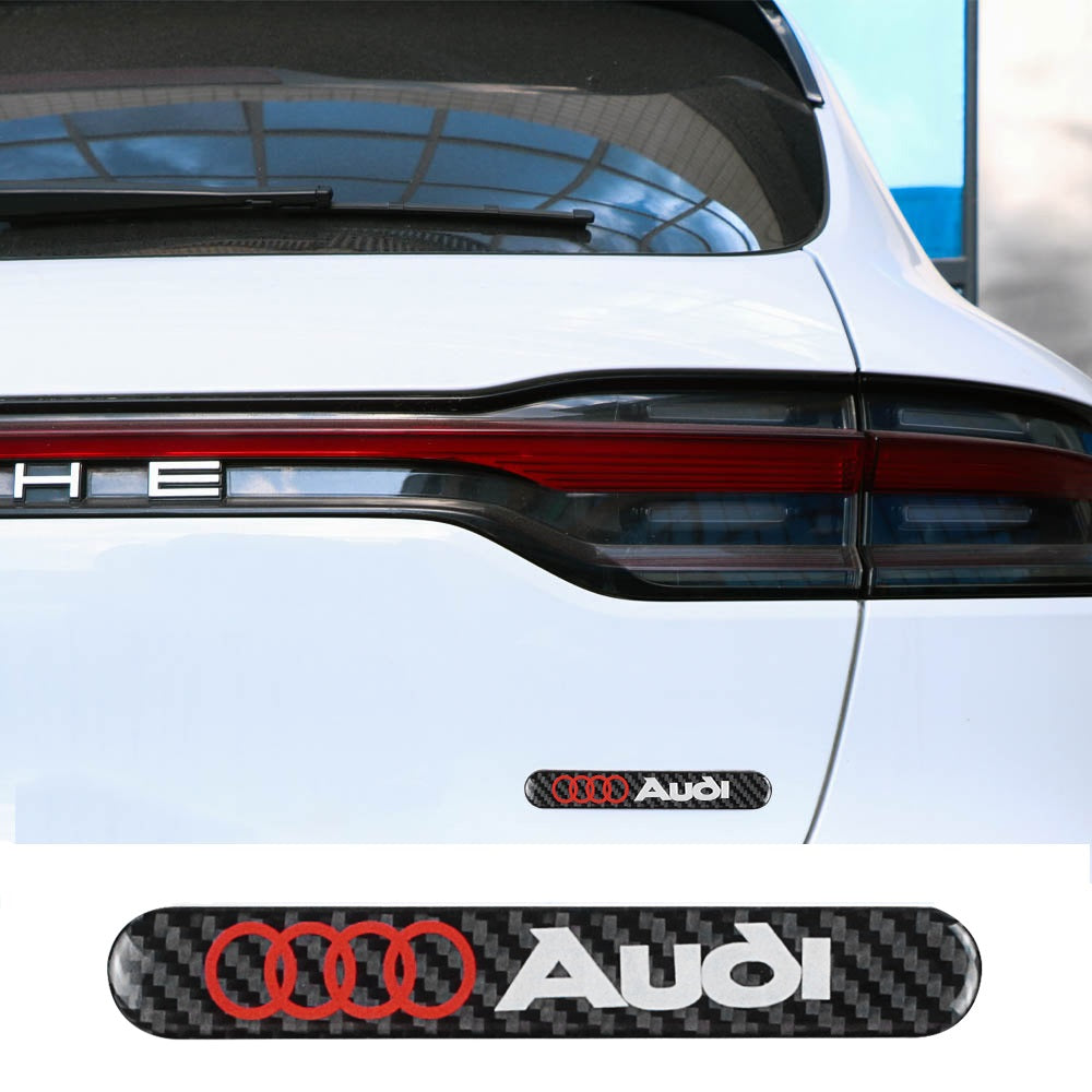 Brand New 1PCS AUDI Real Carbon Fiber Black Car Trunk Side Fenders Door Badge Scratch Guard Sticker