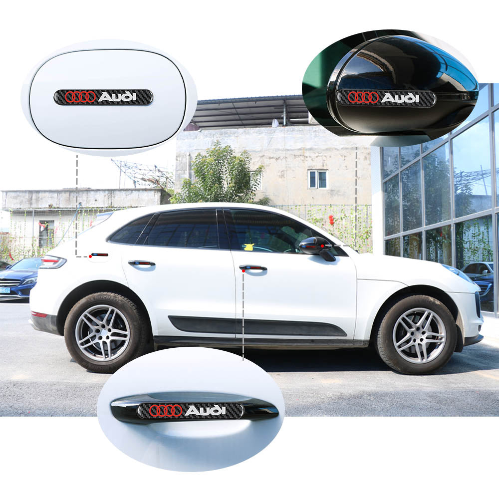 Brand New 2PCS AUDI Real Carbon Fiber Black Car Trunk Side Fenders Door Badge Scratch Guard Sticker