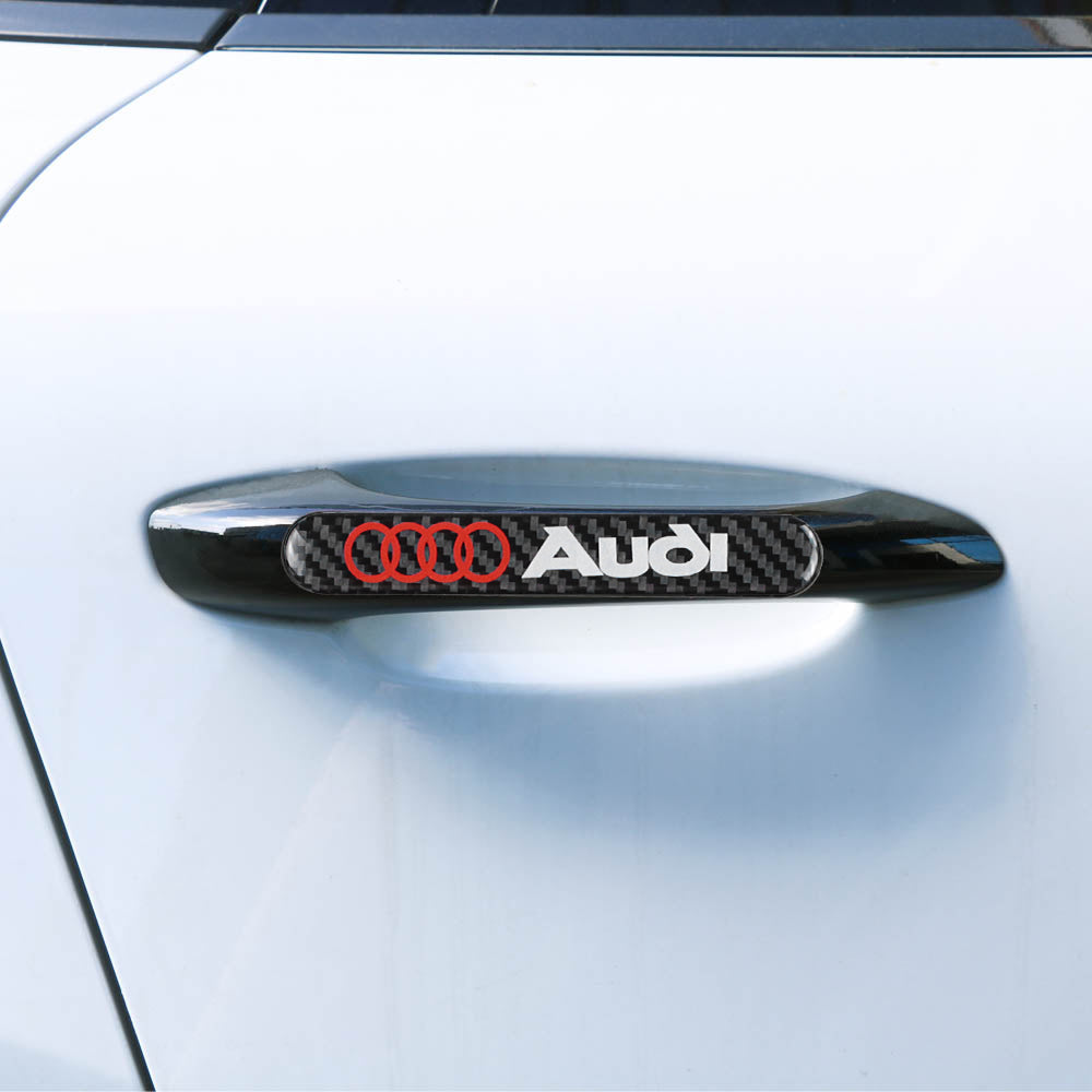 Brand New 2PCS AUDI Real Carbon Fiber Black Car Trunk Side Fenders Door Badge Scratch Guard Sticker