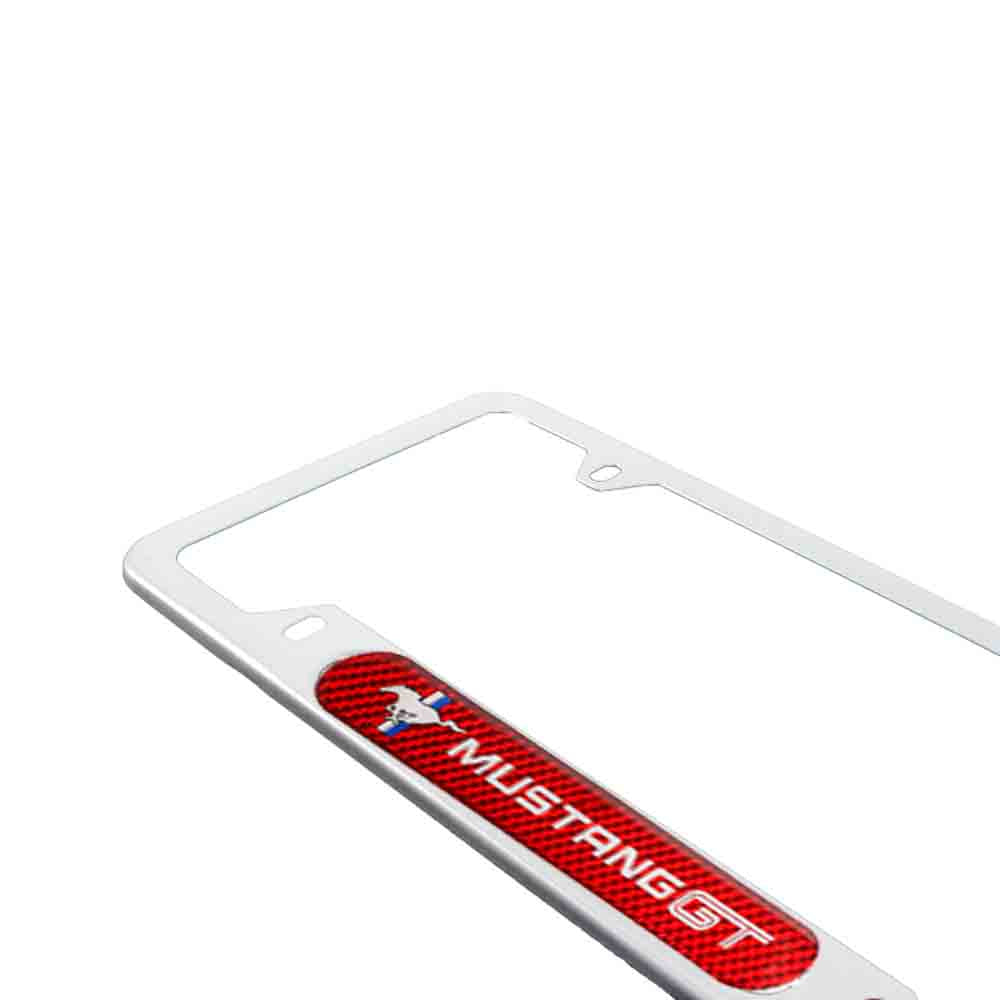 Brand New Universal 1PCS MUSTANG GT Silver Metal License Plate Frame