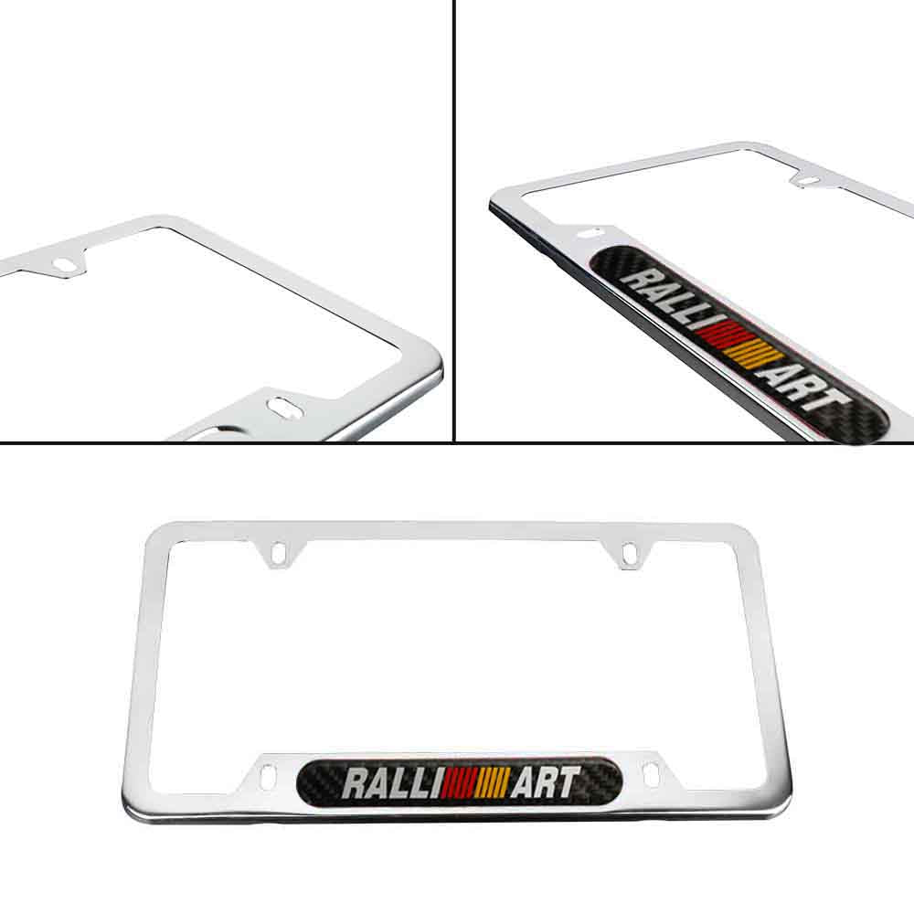 Brand New Universal 1PCS RALLIART Chrome Metal License Plate Frame