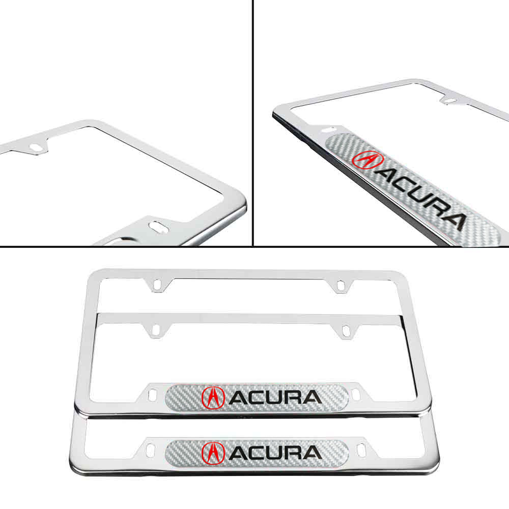 Brand New Universal 2PCS ACURA Chrome Metal License Plate Frame