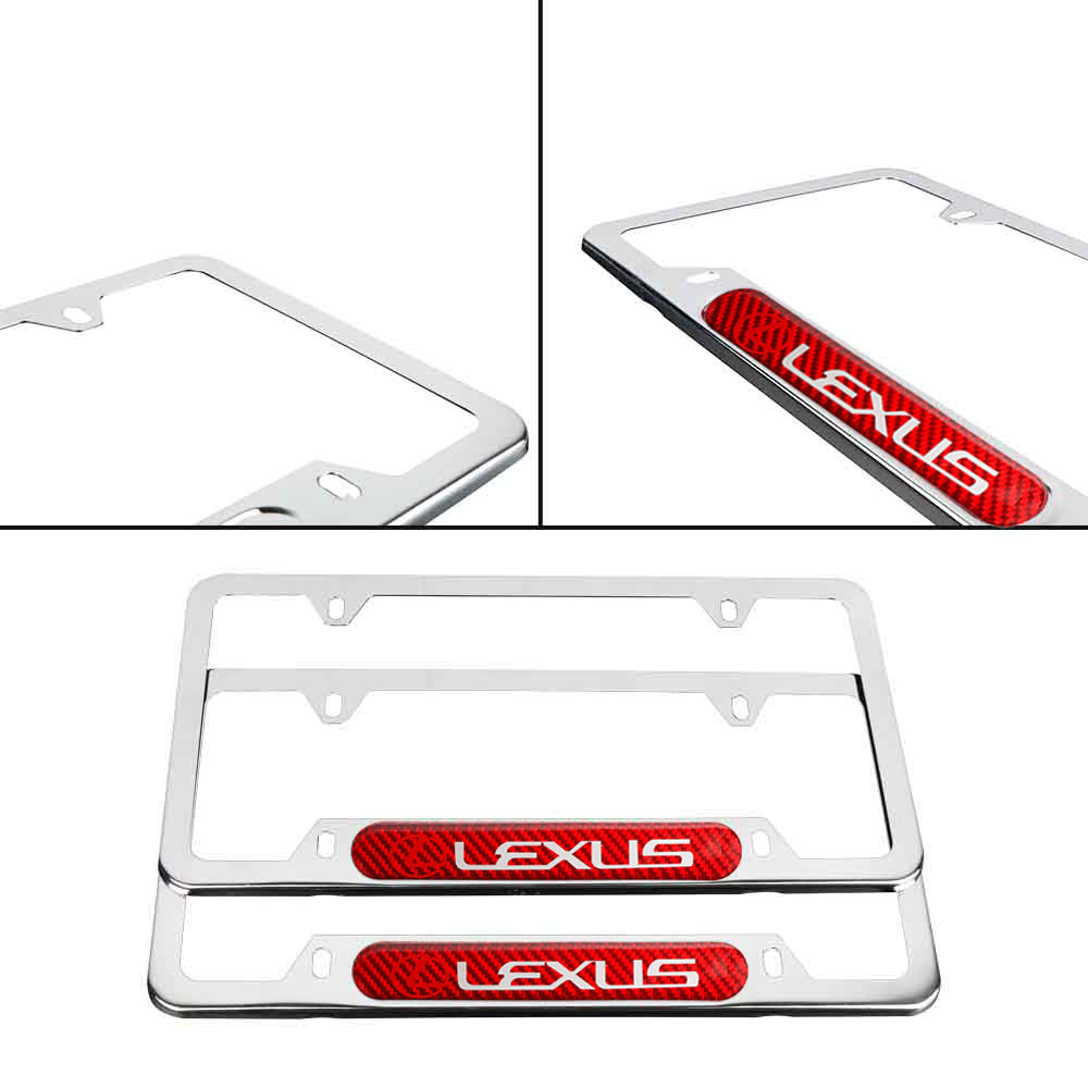 Brand New Universal 2PCS LEXUS Chrome Metal License Plate Frame