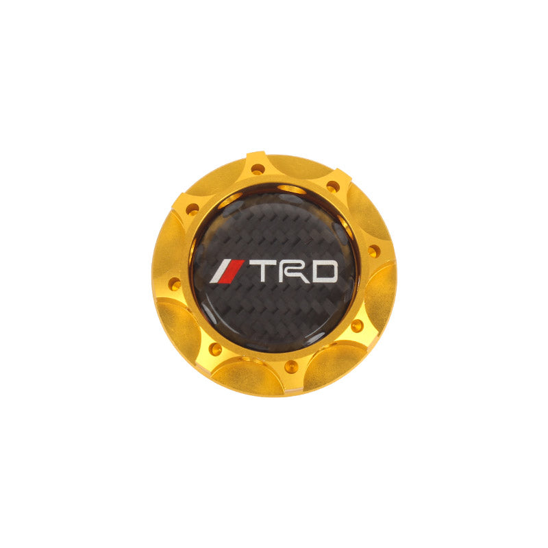 Brand New Toyota TRD Real Carbon Fiber Sticker ALUMNIUM Gold Billet Engine Oil FILLER Cap