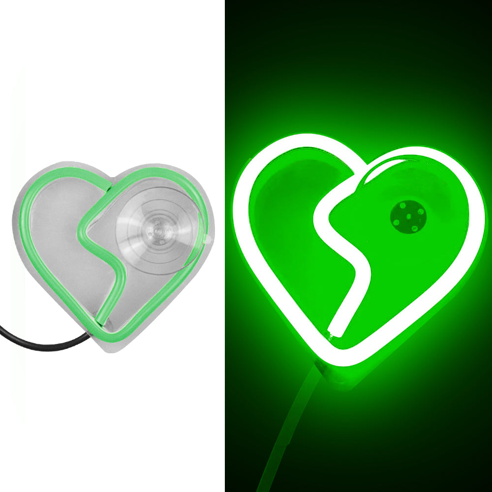 BRAND NEW UNIVERSAL BROKEN LOVE HEART GREEN LED Neon Flash Light Car Window Glow Electric Remote Control Lamp