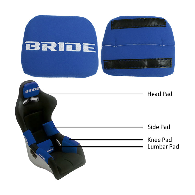 BRAND NEW 1PCS JDM BRIDE Racing Blue Tuning Pad For Head Rest Cushion Bucket Seat Racing