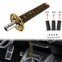 Load image into Gallery viewer, BRAND NEW UNIVERSAL 25CM JDM Samurai Sword Gold Shift Knob Shifter Alloy Katana Adapter M8 M10 M12