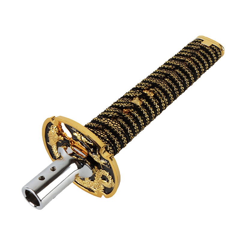 BRAND NEW UNIVERSAL 25CM JDM Samurai Sword Gold Shift Knob Shifter Alloy Katana Adapter M8 M10 M12