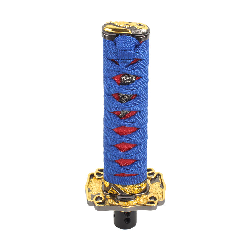 Brand New Universal 15CM Car Samurai Sword Blue/Red Automatic Gear Shift Knob Shifter Katana Metal