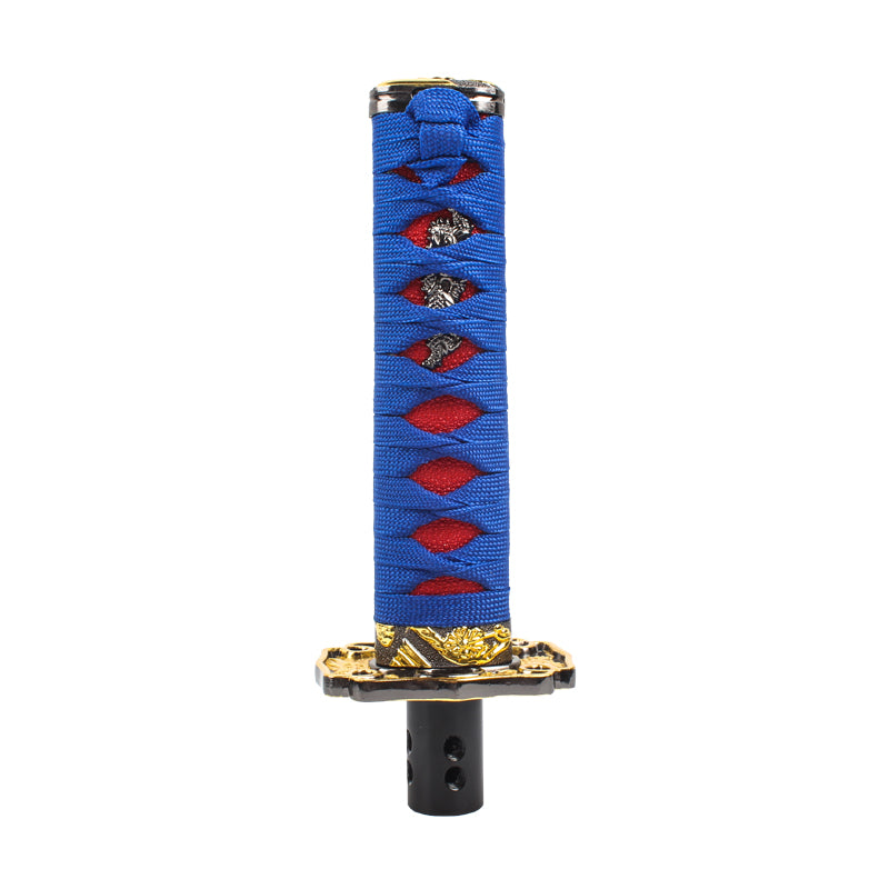 Brand New Universal 15CM Car Samurai Sword Blue/Red Automatic Gear Shift Knob Shifter Katana Metal