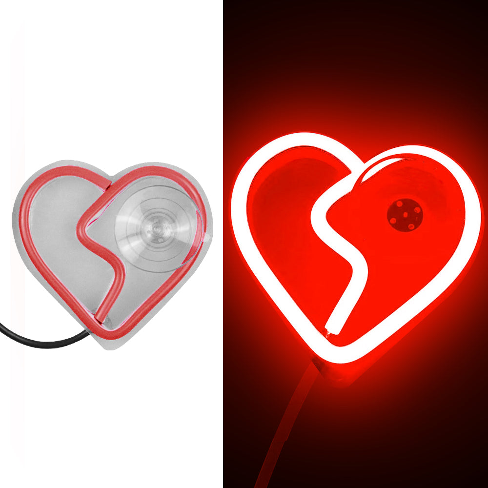 BRAND NEW UNIVERSAL BROKEN LOVE HEART RED LED Neon Flash Light Car Window Glow Electric Remote Control Lamp