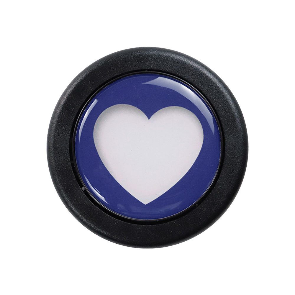 Brand New Universal Blue Heart Shape Car Horn Button Black Steering Wheel Center Cap