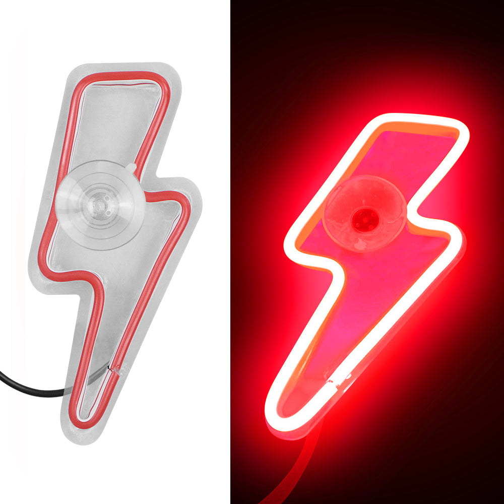 BRAND NEW UNIVERSAL LIGHTING SHAPED RED LED Neon Flash Light Car Window Glow Electric Remote Control Lamp