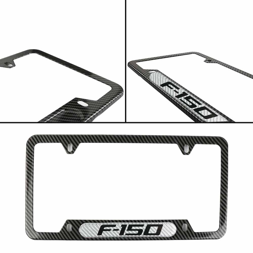 Brand New Universal 1PCS F-150 Carbon Fiber Look Metal License Plate Frame