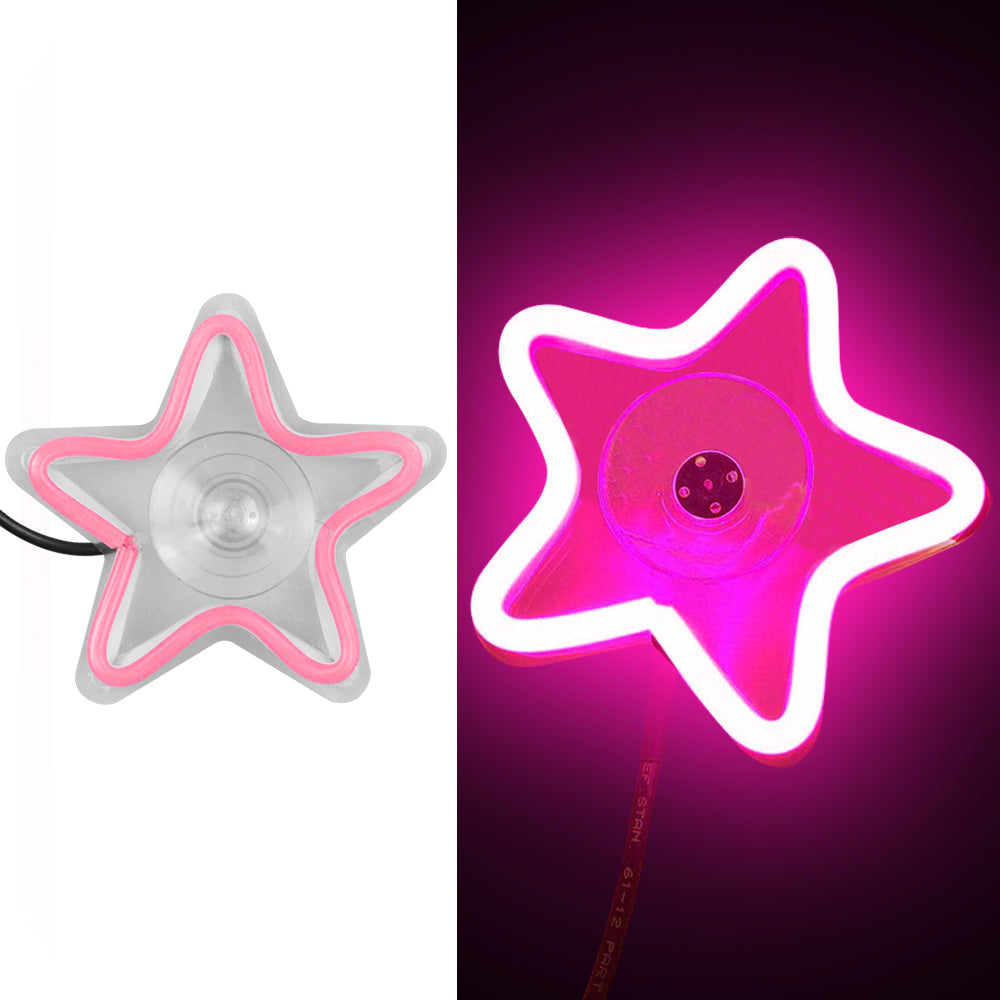 BRAND NEW UNIVERSAL STAR SHAPED PINK LED Neon Flash Light Car Window Glow Electric Remote Control Lamp