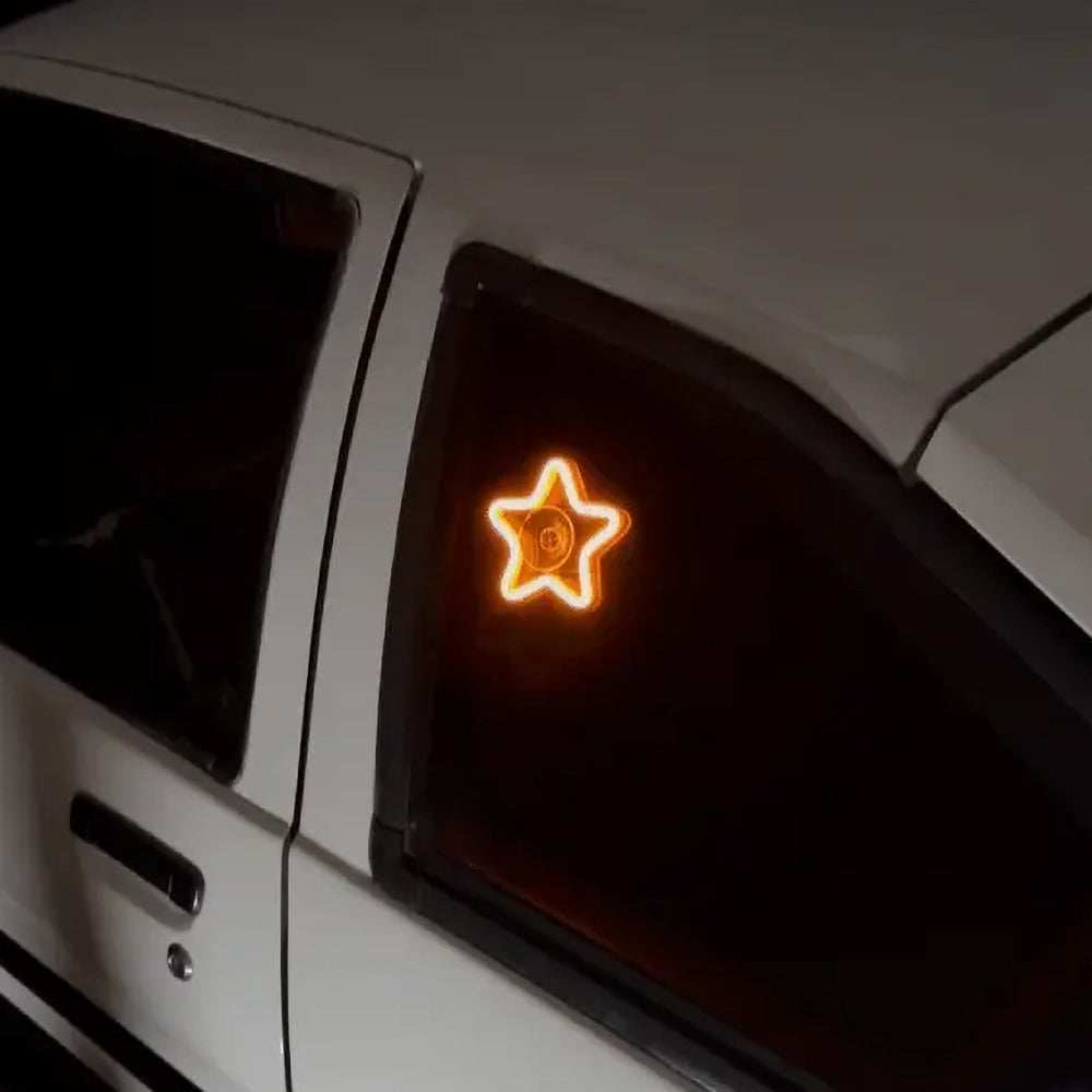 BRAND NEW UNIVERSAL STAR SHAPED YELLOW LED Neon Flash Light Car Window Glow Electric Remote Control Lamp