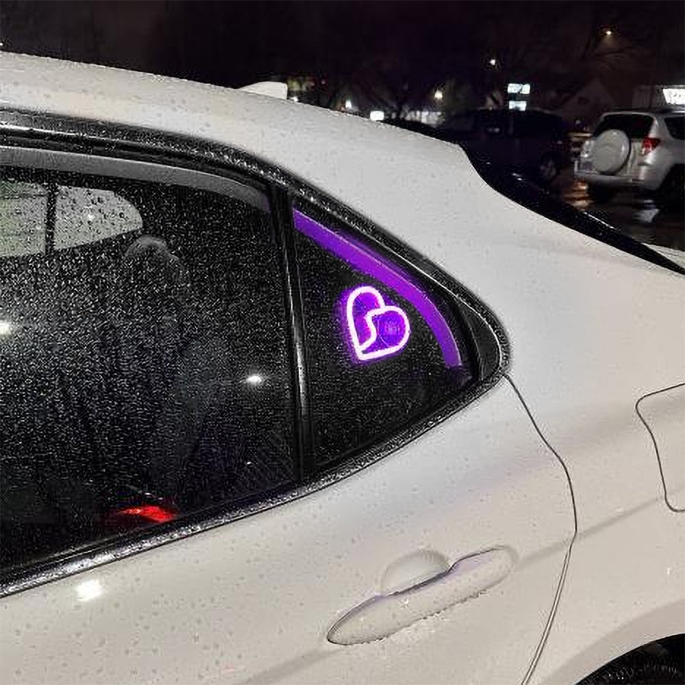 BRAND NEW UNIVERSAL BROKEN LOVE HEART PURPLE LED Neon Flash Light Car Window Glow Electric Remote Control Lamp