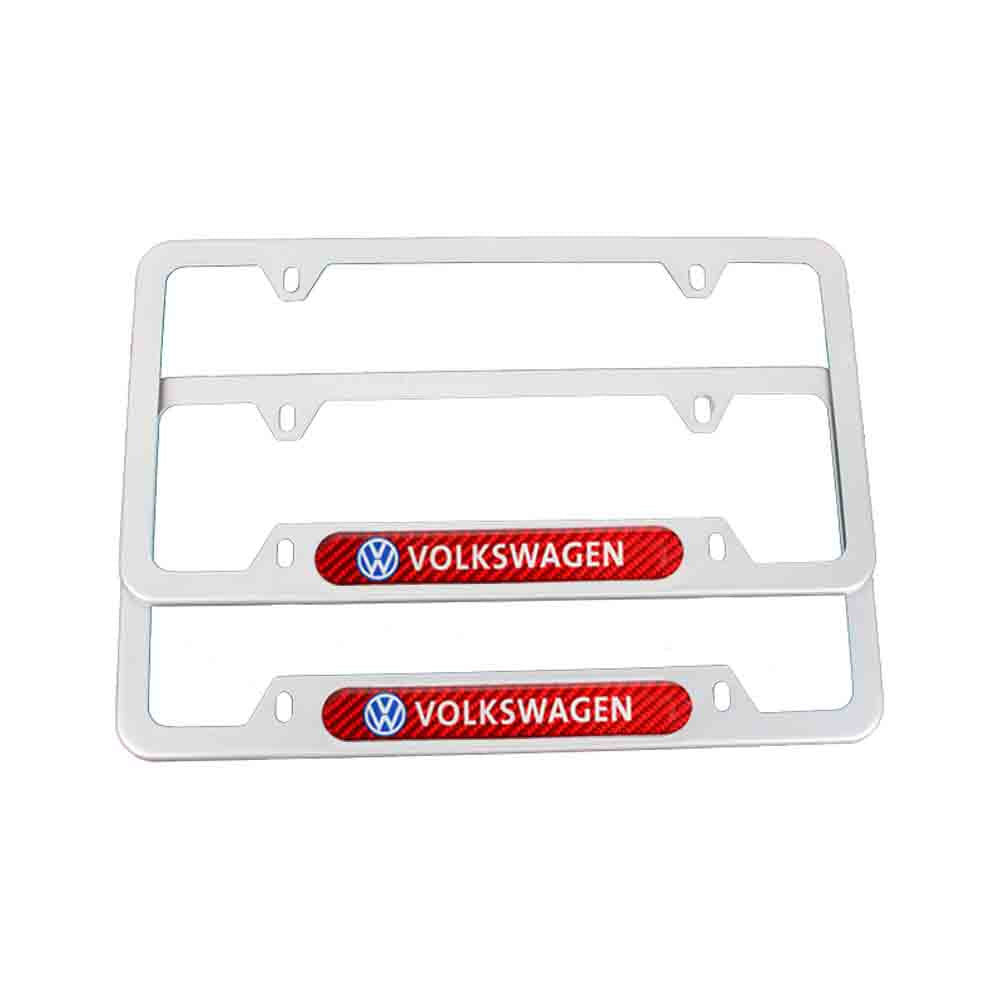 Brand New Universal 2PCS VOLKSWAGEN Silver Metal License Plate Frame