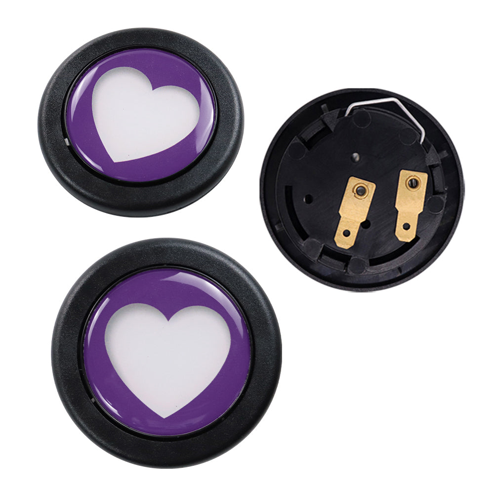 Brand New Universal Purple Heart Shape Car Horn Button Black Steering Wheel Center Cap