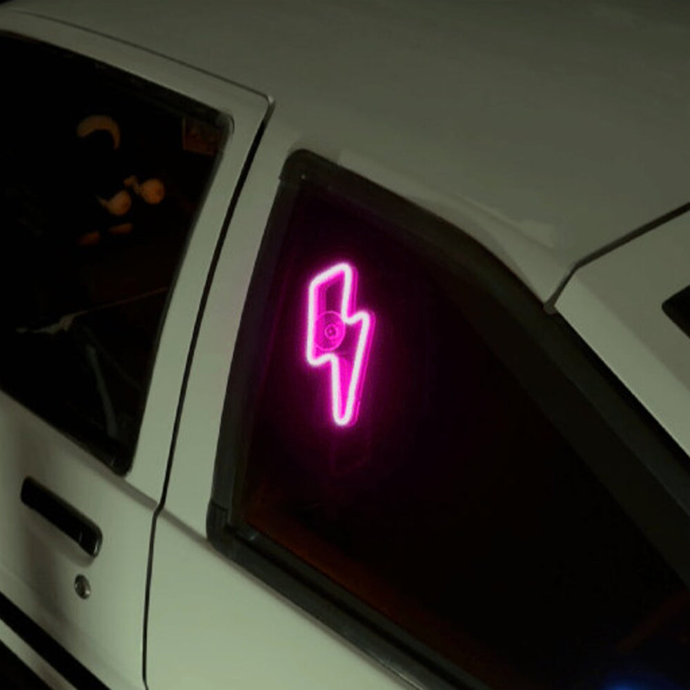 BRAND NEW UNIVERSAL LIGHTING SHAPED PINK LED Neon Flash Light Car Window Glow Electric Remote Control Lamp