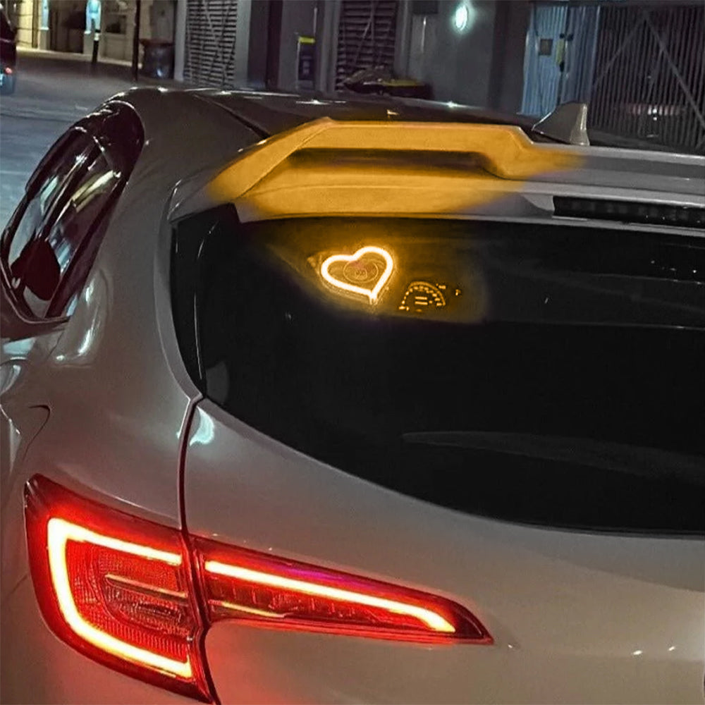 BRAND NEW UNIVERSAL LOVE HEART YELLOW LED Neon Flash Light Car Window Glow Electric Remote Control Lamp