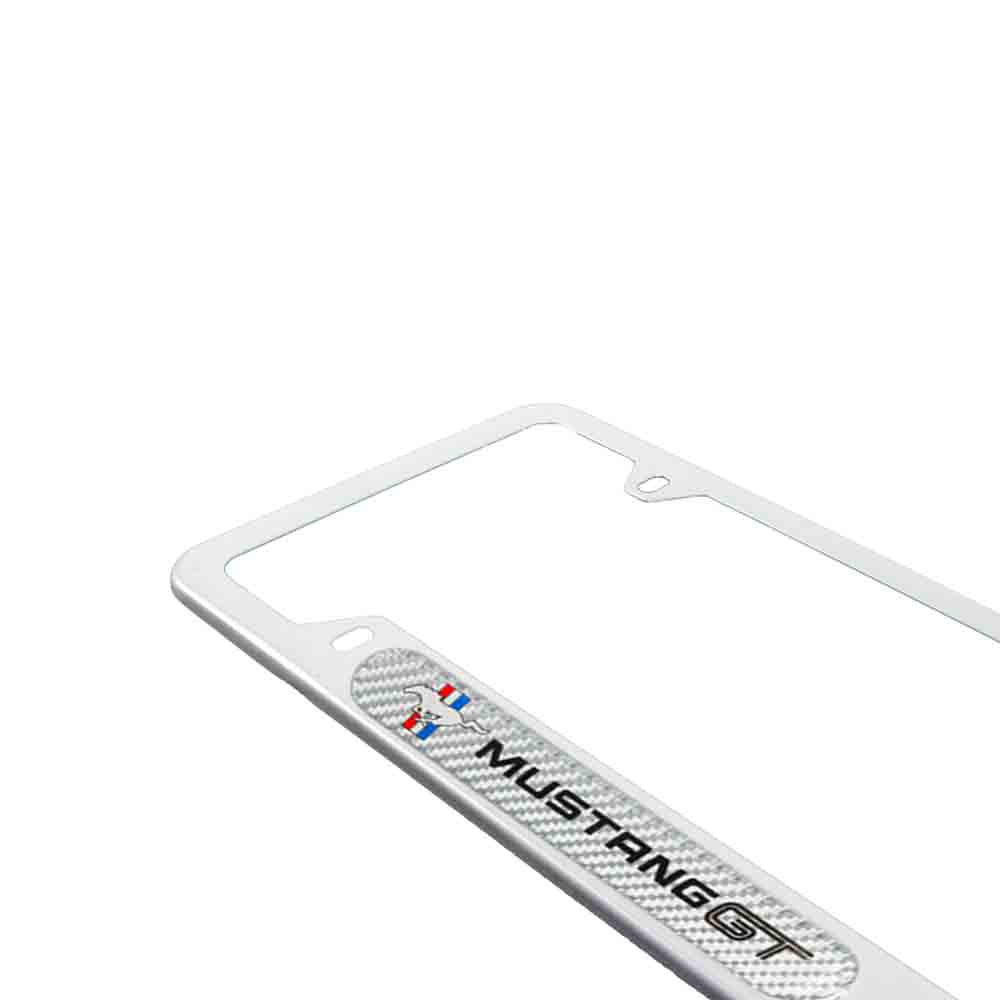 Brand New Universal 1PCS Ford Mustang GT Silver Metal License Plate Frame