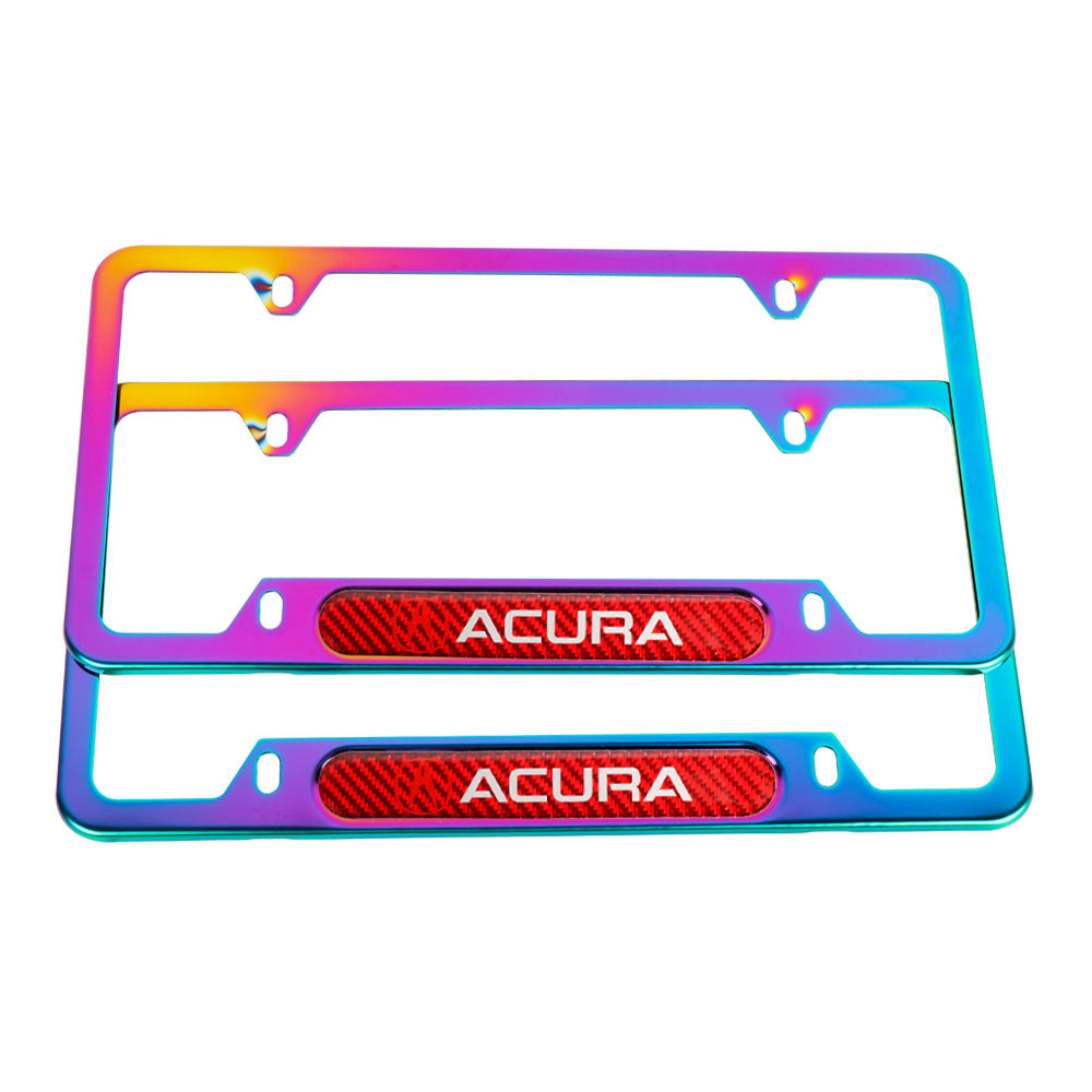 Brand New Universal 2PCS Acura Neo Chrome Metal License Plate Frame