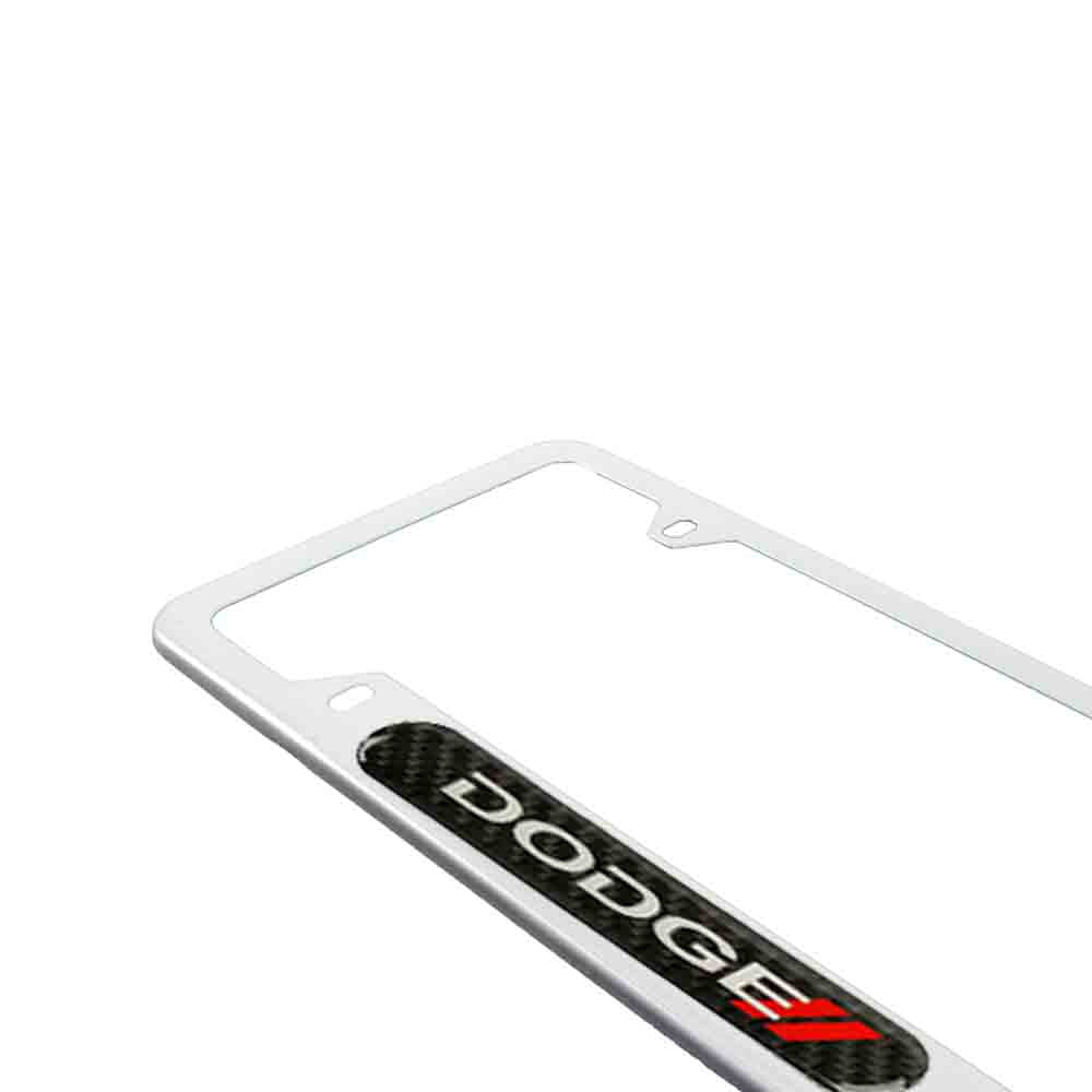 Brand New Universal 2PCS Dodge Silver Metal License Plate Frame