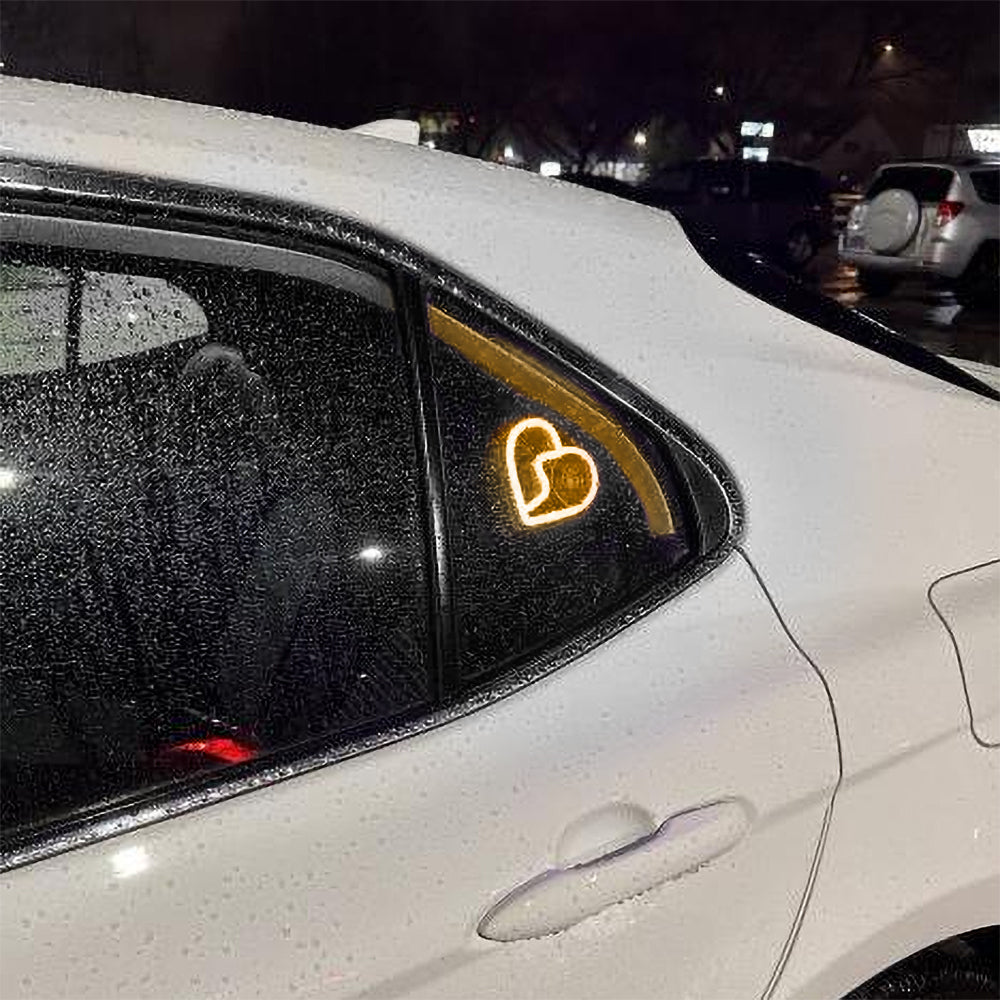 BRAND NEW UNIVERSAL BROKEN LOVE HEART YELLOW LED Neon Flash Light Car Wind Glow Electric Remote Control Lamp