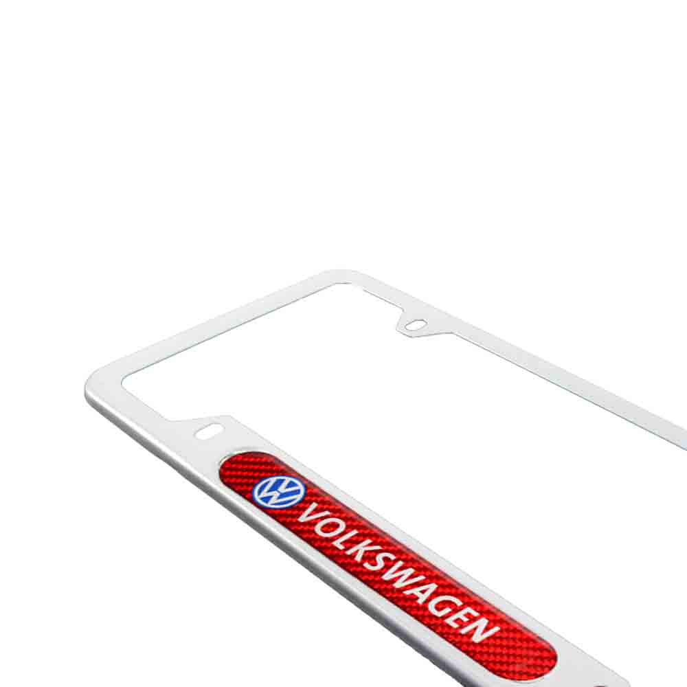 Brand New Universal 2PCS VOLKSWAGEN Silver Metal License Plate Frame