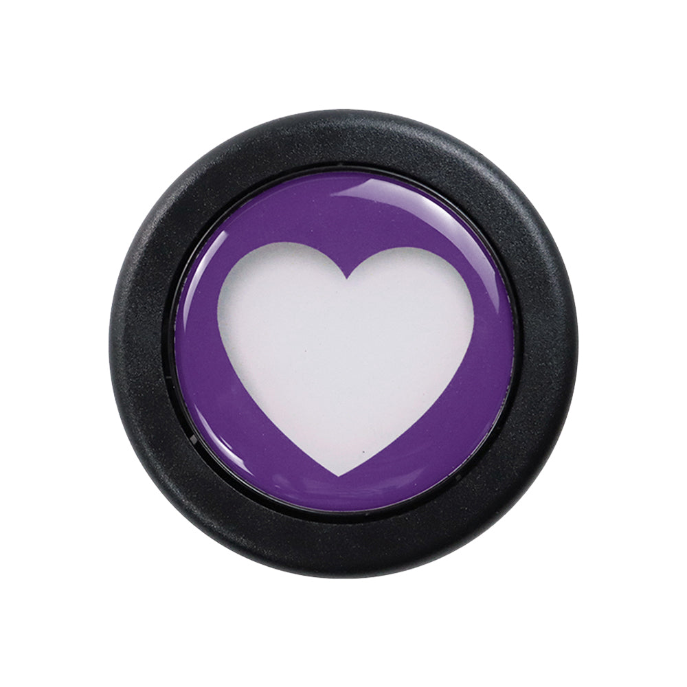 Brand New Universal Purple Heart Shape Car Horn Button Black Steering Wheel Center Cap