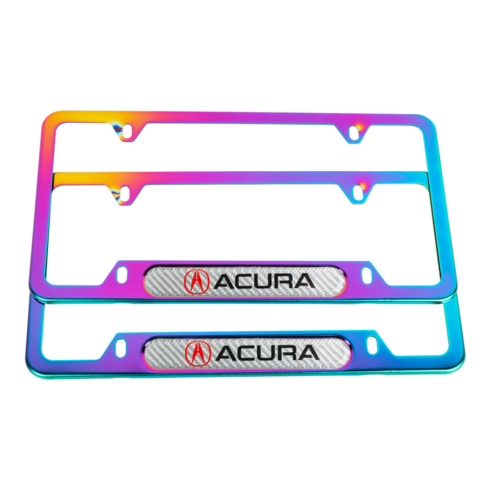 Brand New Universal 2PCS Acura Neo Chrome Metal License Plate Frame