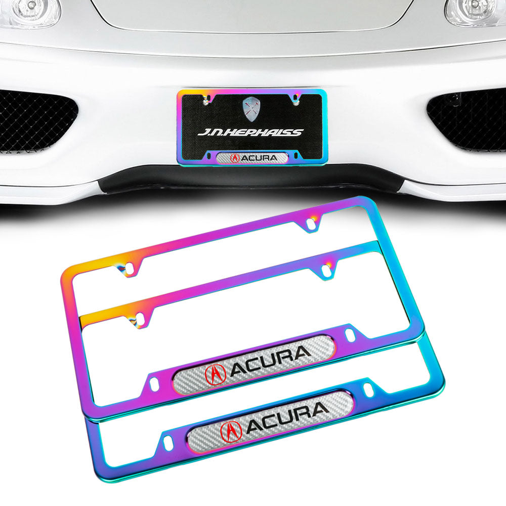 Brand New Universal 2PCS Acura Neo Chrome Metal License Plate Frame