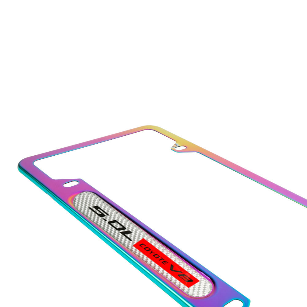 Brand New Universal 1PCS 5.0L COYOTE V8 Neo Chrome Metal License Plate Frame