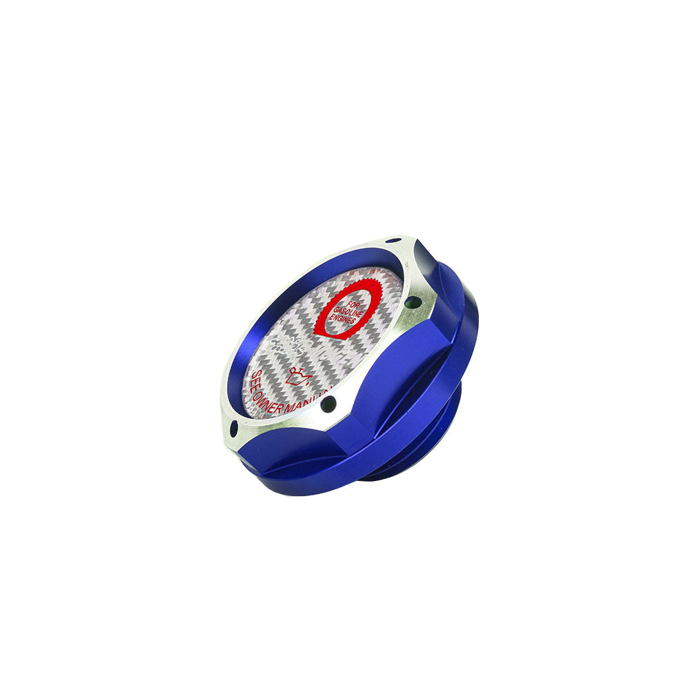 Brand New Jdm Blue Engine Oil Cap With Real Carbon Fiber Mugen Sticker Emblem For Honda / Acura