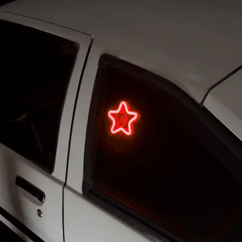 BRAND NEW UNIVERSAL STAR SHAPED RED LED Neon Flash Light Car Window Glow Electric Remote Control Lamp