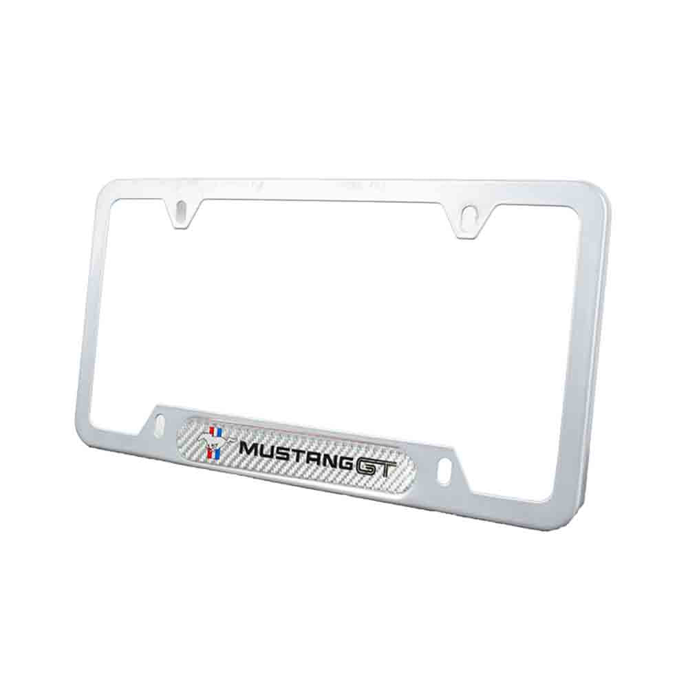 Brand New Universal 1PCS Ford Mustang GT Silver Metal License Plate Frame