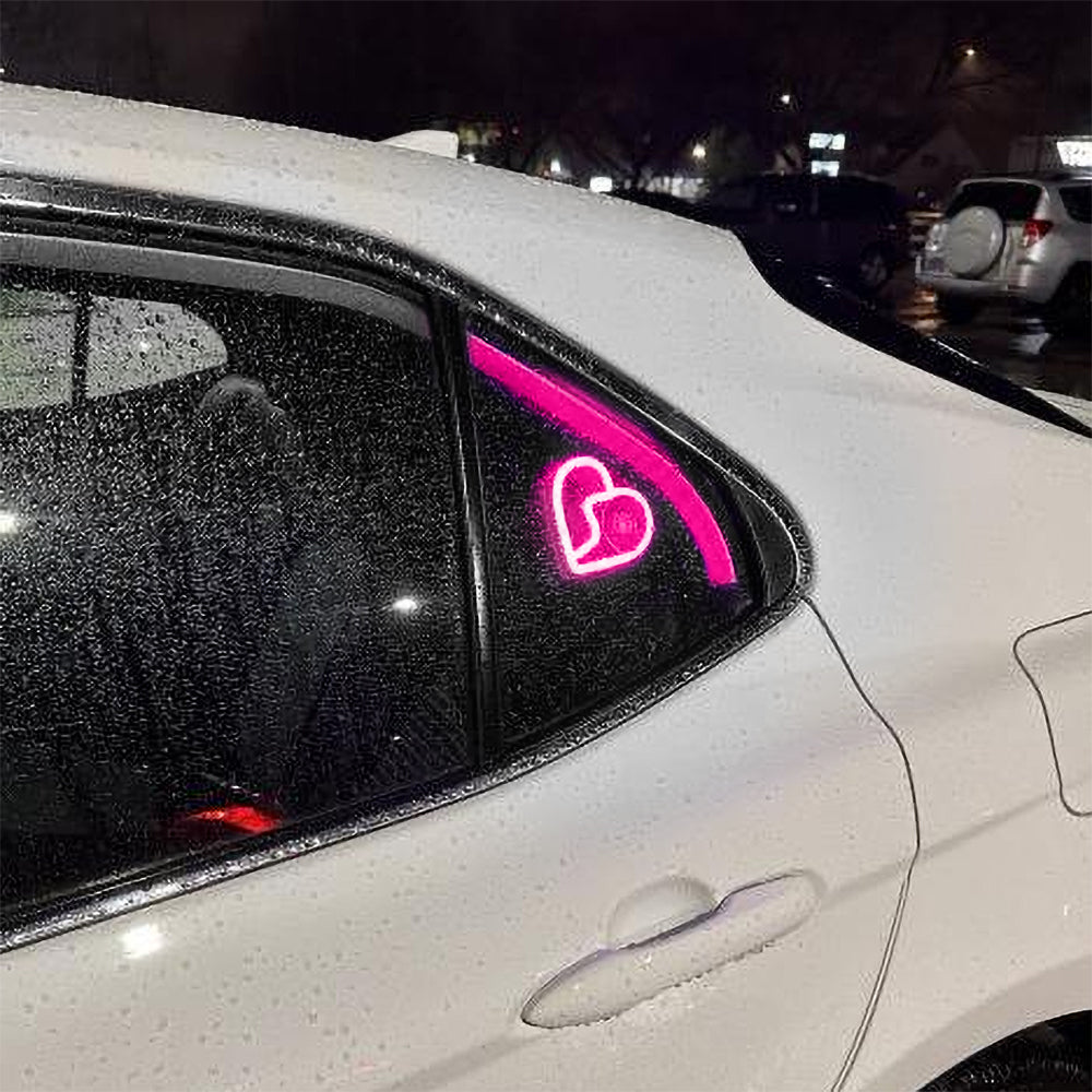 BRAND NEW UNIVERSAL BROKEN LOVE HEART PINK LED Neon Flash Light Car Window Glow Electric Remote Control Lamp